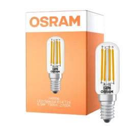 Osram LED Special E14 Tubular Lampa T26 Filament Klar 6.5W 730lm - 827 Extra Varm Vit | Dimbar - Ersättare 55W