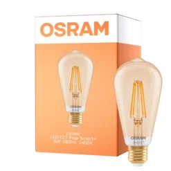 Osram Smart+ Matter E27 Edison Filament Guld 6W 680lm - 824 Extra Varm Vit | Dimbar - Via Smart Device Only- Ersättare 60W