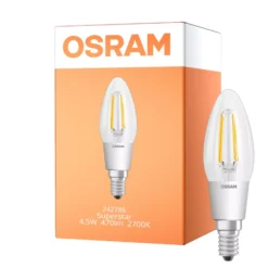 Osram Superstar Classic LED E14 Kronljus Filament Klar 4W 470lm - 822-827 Dim To Warm | Dimbar - Ersättare 40W