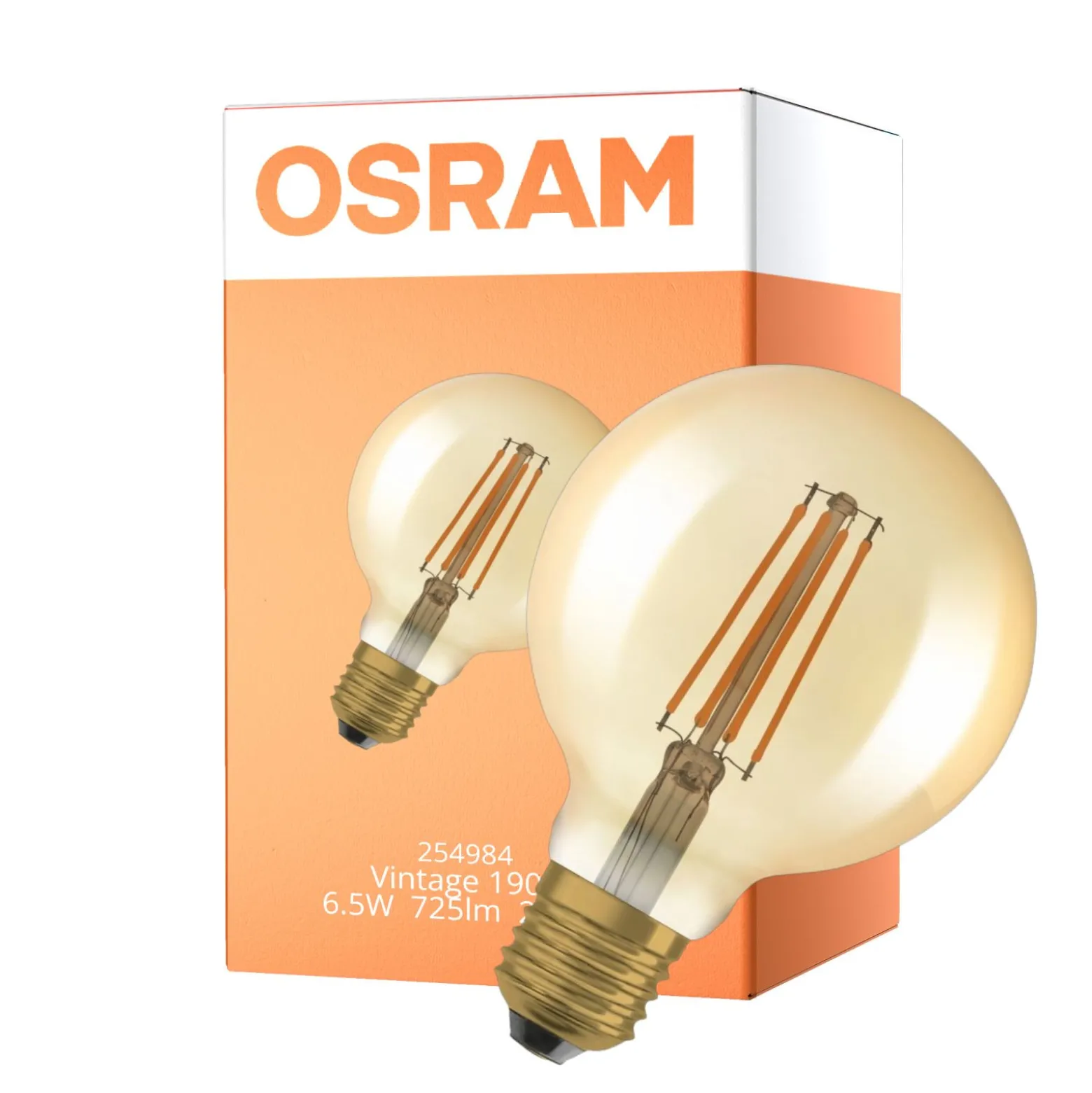 Osram Vintage 1906 LED Classic Globe E27 Globe Ambar 6.5W 725lm - 824 Extra Varm Vit | Dimbar - Ersättare 40W