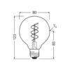 Osram Vintage 1906 LED E27 Globe Filament Twist Guld 4.9W 470lm - 927 Extra Varm Vit | Bästa Färgåtergivning - Dimbar - Ersättare 40W