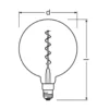 Osram Vintage 1906 LED E27 Globe Filament Guld 200mm 5W 300lm - 820 Extra Varm Vit | Dimbar - Ersättare 40W