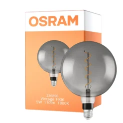 Osram Vintage 1906 LED E27 Globe Filament Smoke 200mm 5W 110lm - 818 Extra Varm Vit | Dimbar - Ersättare 25W