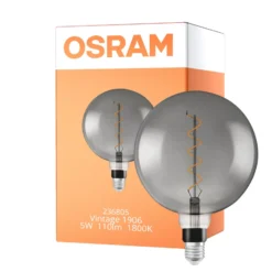 Osram Vintage 1906 LED E27 Globe Filament Smoke 200mm 5W 110lm - 818 Extra Varm Vit | Ersättare 25W