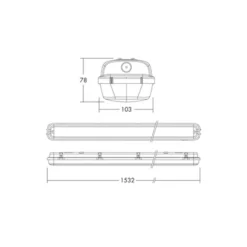 THORNeco LED Allmänbruksarmatur Vattentät Julie 55W 6300lm - 840 Kallvit | 150cm