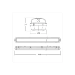 THORNeco LED Allmänbruksarmatur Vattentät Julie 55W 6300lm - 840 Kallvit | 150cm - Kabelgenomföring