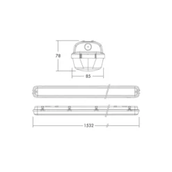 THORNeco LED Allmänbruksarmatur Vattentät Julie 38W 4200lm - 840 Kallvit | 150cm