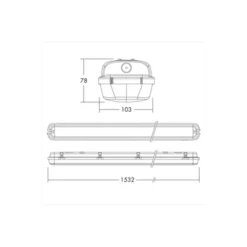 THORNeco LED Allmänbruksarmatur Vattentät Julie 55W 6300lm - 840 Kallvit | 150cm - Rörelse- Och Ljussensor