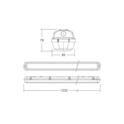 THORNeco LED Allmänbruksarmatur Vattentät Julie 38W 4200lm - 840 Kallvit | 150cm - Kabelgenomföring