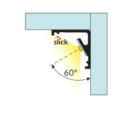 Topmet LED Profil CABI12 E slide - 1m - Complete set - Aluminium raw alu.