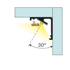 Topmet LED Profil CABI12 E slide - 1m - Complete set - Svart