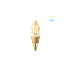 WiZ Smart LED E14 Kronljus Filament Guld 5W 370lm | Bästa Färgåtergivning - Dimbar - Ersättare 25W